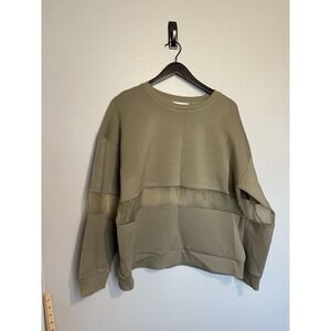 ANTHROPOLOGIE Supersoft Oversized Mesh-Paneled Pullover Sweatshirt Size XL